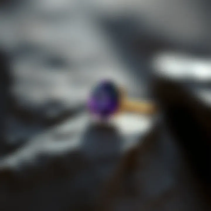 Purple Spinel Jewelry: Elegance in Design An exquisite piece of jewelry featuring a large purple spinel set in a gold ring.