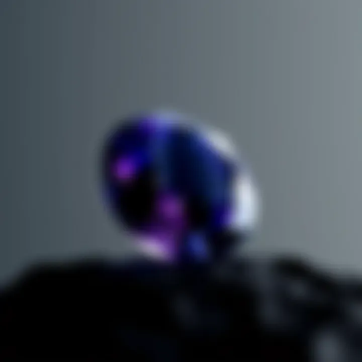 Tanzanite: The Rarity of Blue-Purple Brilliance A close-up view of a tanzanite gemstone, highlighting its exceptional color and clarity.