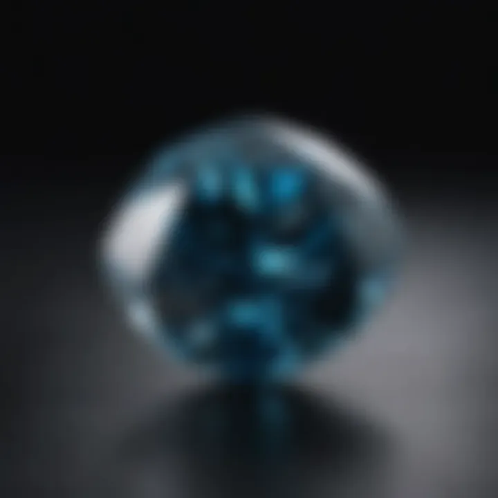 Rare blue diamond displayed against a black background