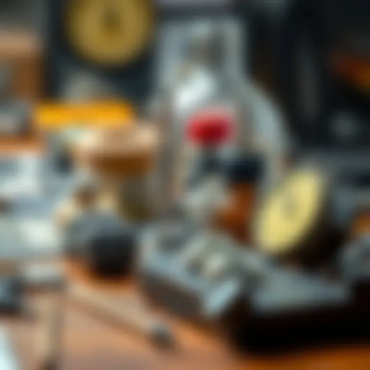 Essential Testing Tools Set of essential tools for rock and mineral testing displayed on a table