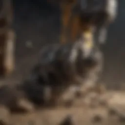 Close-up of a rock smoothing machine in action