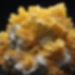A close-up view of rock sulfur showcasing its crystalline structure.