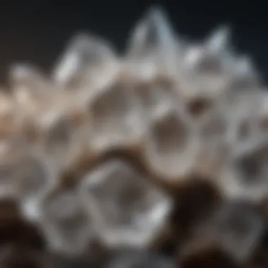 Quartz Crystals Exhibiting Diamond-Like Features A cluster of quartz crystals mimicking diamond facets