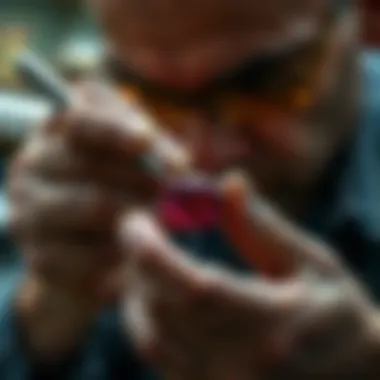 Artisan Polishing a Ruby An artisan carefully polishing a facet of a ruby to enhance its brilliance.