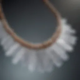 Close-up view of a selenite crystal necklace showcasing its natural beauty and unique texture