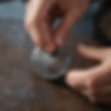 Artisan crafting a shark skin jewelry tag with precision