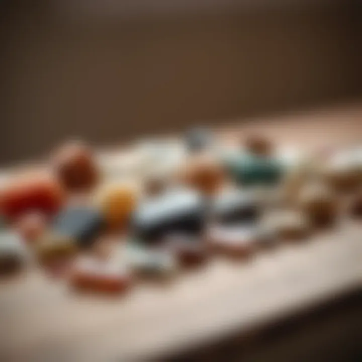 Variety of polished stones displayed on a surface