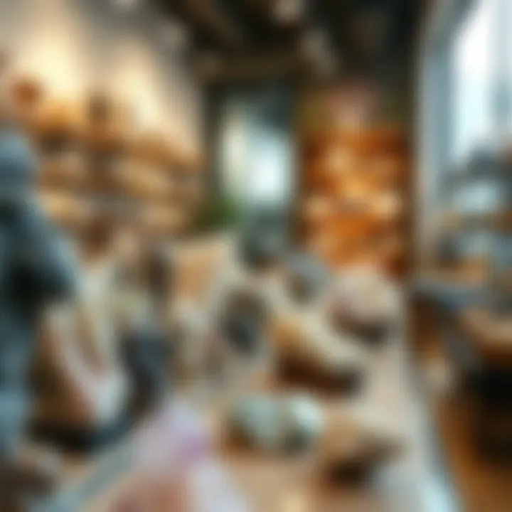 An elegant presentation of crystals in a well-organized retail setting.