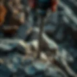 Close-up of a rock drill in action