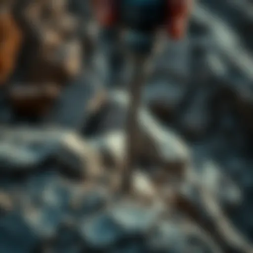 Close-up of a rock drill in action