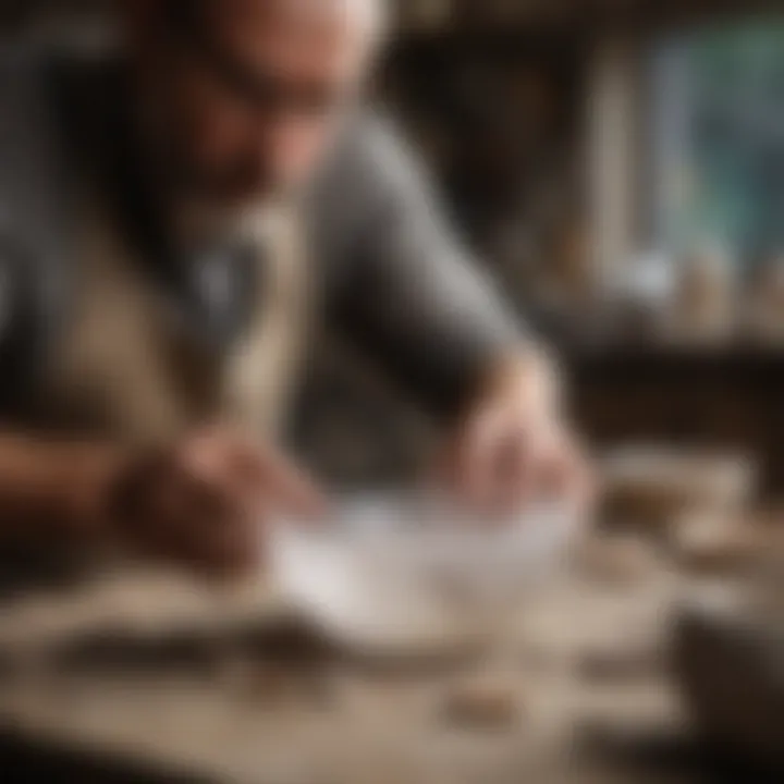 An artist crafting a quartz bowl, showcasing traditional techniques