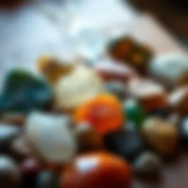 Variety of raw stones used in jewelry making