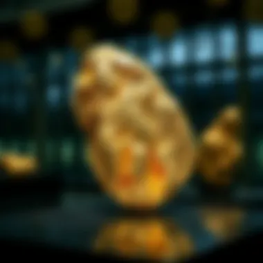 The Largest Gold Nugget on Exhibit The magnificent gold nugget displayed in a museum setting