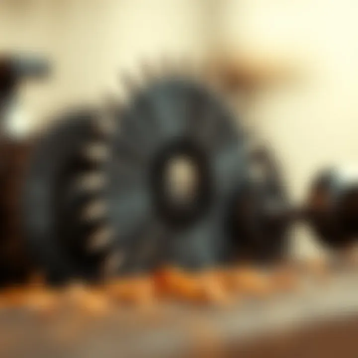 Close-up of a lapidary trim saw blade for detailed examination