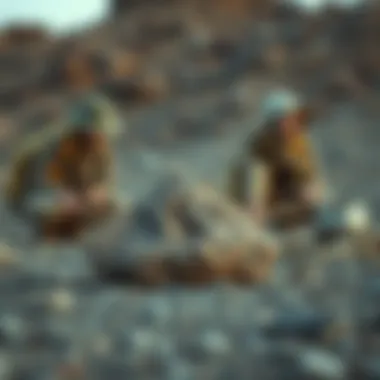 A group of enthusiasts engaging in a meteorite hunt outdoors