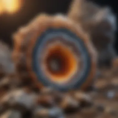 Geological Environment Contributing to Geode Formation Geological layers illustrating the formation environment of geodes