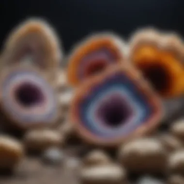 Diverse Geode Collection Showcasing Nature's Artistry A vibrant collection of various geodes displayed for appreciation
