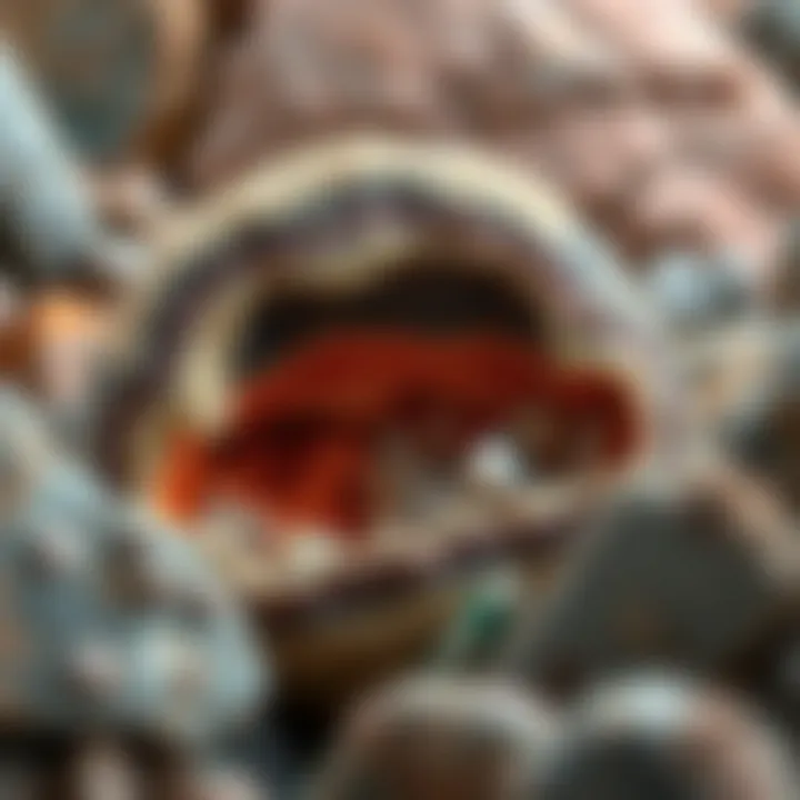 A cross-section of the Earth revealing mineral layers and formations.
