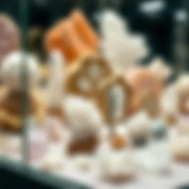 Crystal Collection Showcase Display of various white crystals with grey lines collected from different regions