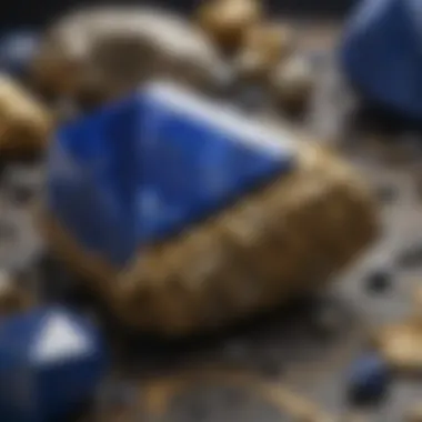 Polished Lapis Lazuli with Golden Pyrite A close-up view of polished lapis lazuli showcasing its rich blue hues and golden pyrite flecks.