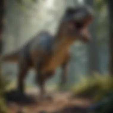 Illustration of T. rex in its ecological habitat during the Late Cretaceous period