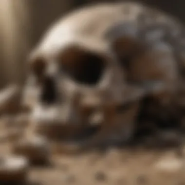 Examining Fossil Bones Detailed examination of a fossil bone under natural light