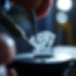 A diamond cutter meticulously shapes a raw diamond, showcasing the precision required in the industry.