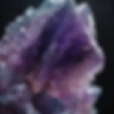 Fluorite Crystal Detail Close-up of a beautiful fluorite crystal displaying intricate patterns and shades of purple