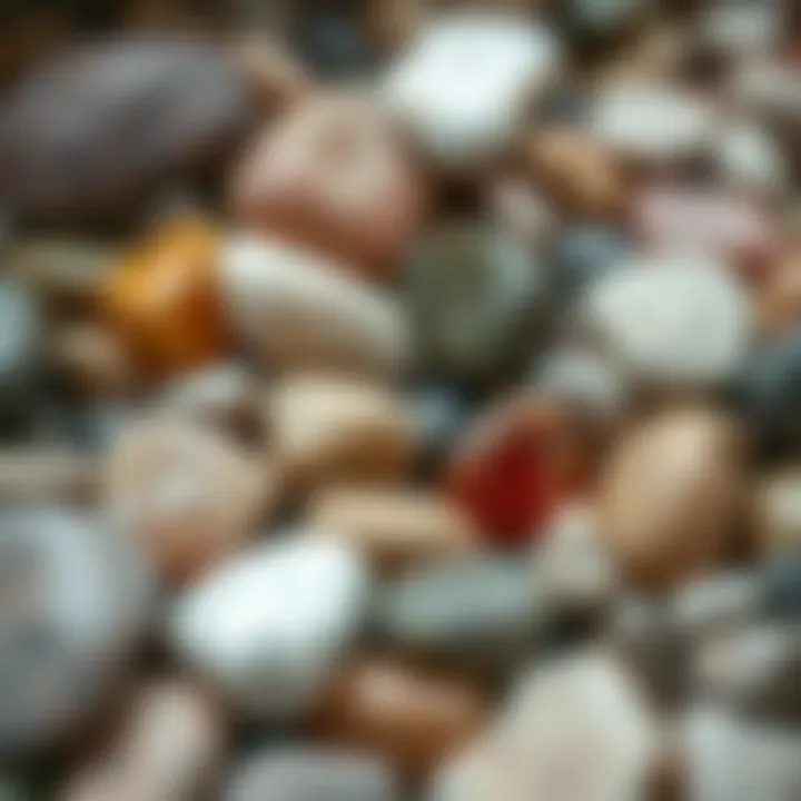 A close-up view of assorted tumbled stones showcasing their unique colors and textures.