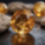 Close-up of high-quality citrine gemstone showcasing its brilliant golden hue.