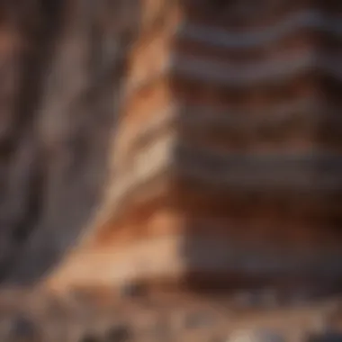 Layered Sedimentary Rock Formation A layered sedimentary rock formation illustrating various strata