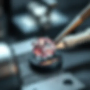 Precision in Gemstone Craftsmanship Close-up of a gem being shaped with precision tools