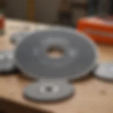 Comparison of various lapidary trim saw blade types arranged on a workbench.