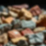 An intricate collection of various magnetic rocks showcasing their unique textures and colors