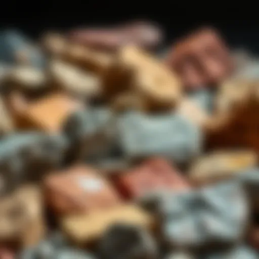 An intricate collection of various magnetic rocks showcasing their unique textures and colors