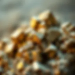 Close-up of pyrite crystals showcasing its metallic luster