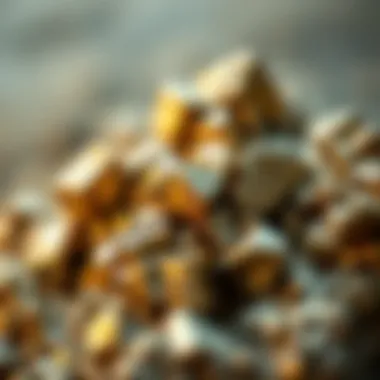 Close-up of pyrite crystals showcasing its metallic luster