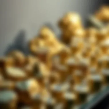 Collection of pyrite specimens arranged for display