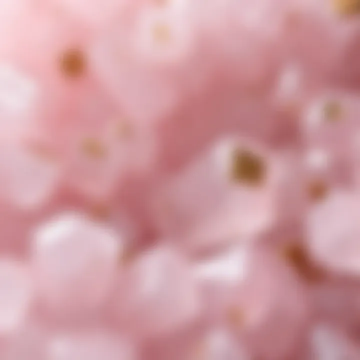 Close-up of high-quality rose quartz crystal with natural inclusions