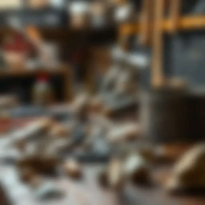 Tumbling Setup: Tools and Materials A meticulous setup for rock tumbling with tools and materials laid out.