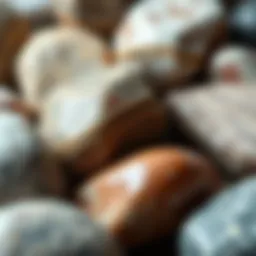 Close-up of polished stones showcasing shine and texture