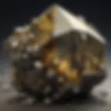 Close-up of a pyrite crystal showcasing its metallic luster