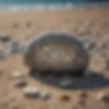 Natural setting showcasing a Petoskey stone on the beach