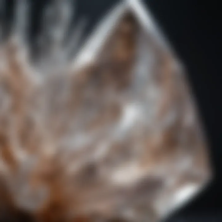 Close-up view of a quartz crystal highlighting its intricate facets