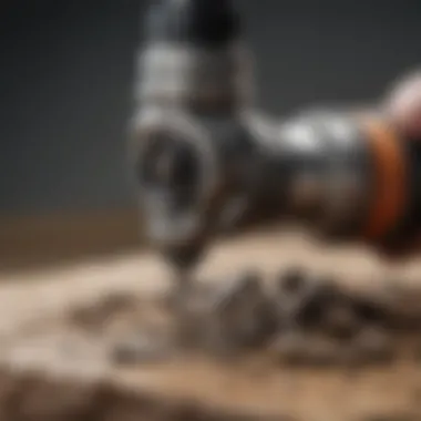 Close-up of a Dremel tool in action on a fossil