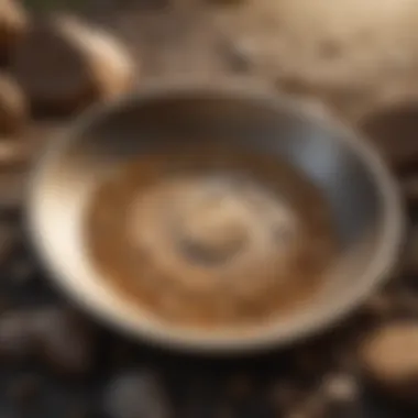 Close-up of a gold pan filled with gravel