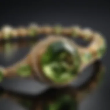 Elegant jewelry piece featuring polished peridot