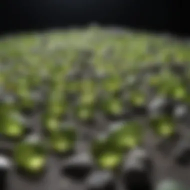 Peridot Retail Collection Display of various peridot stones in a retail setting