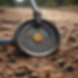 Close-up of a metal detector scanning the ground
